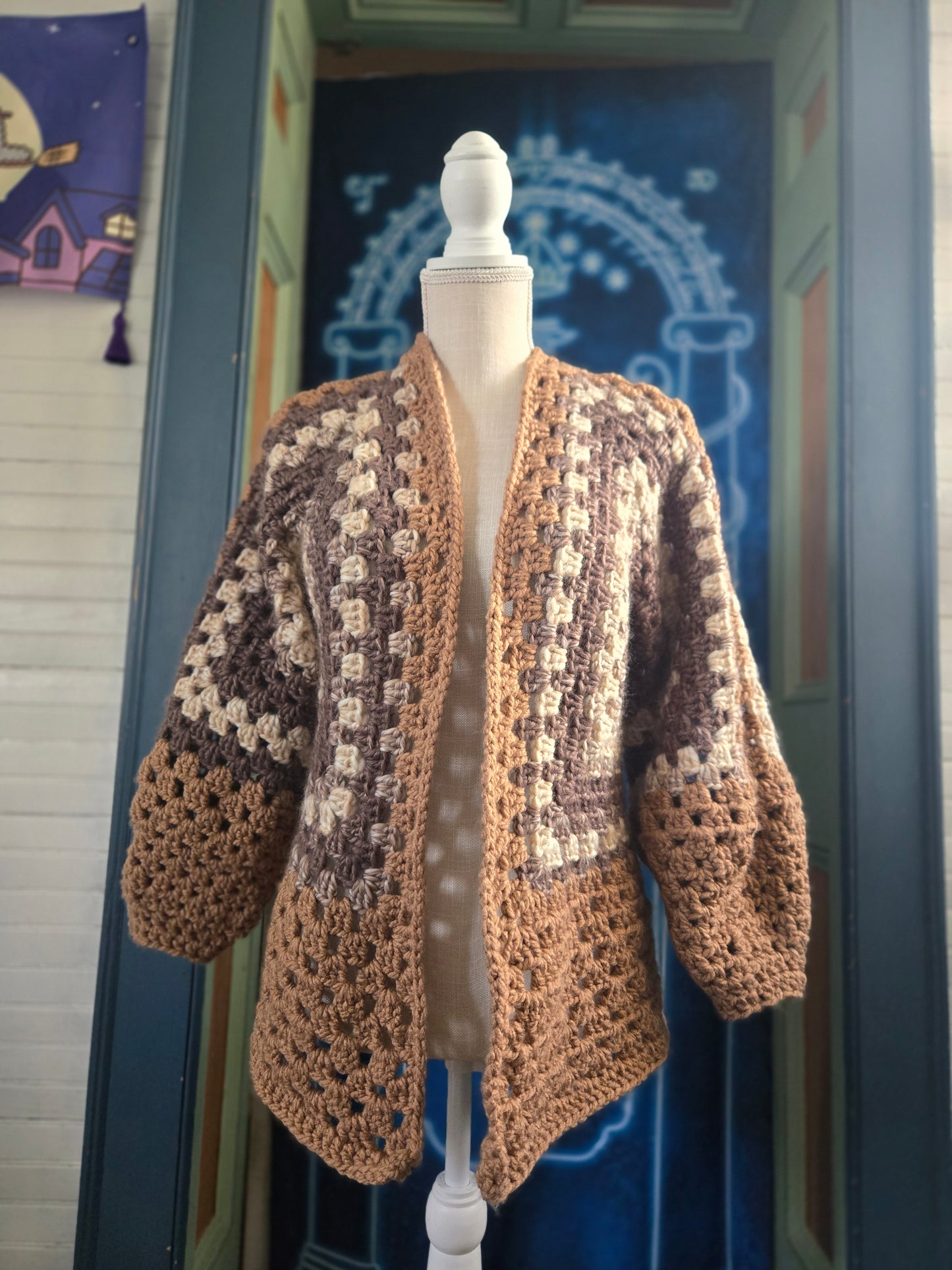 Crochet Cardigan - Cafe Latte - Ready to Ship
