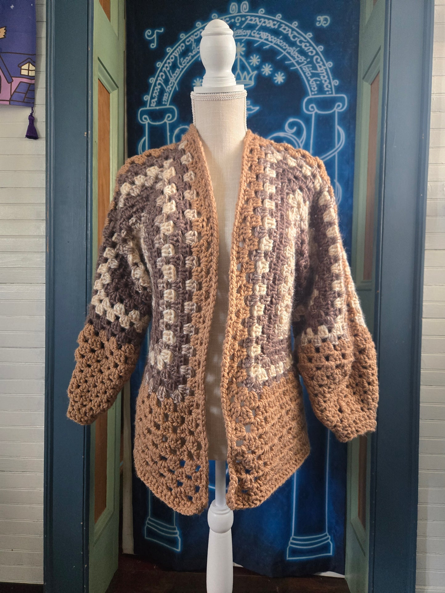 Crochet Cardigan - Cafe Latte - Ready to Ship